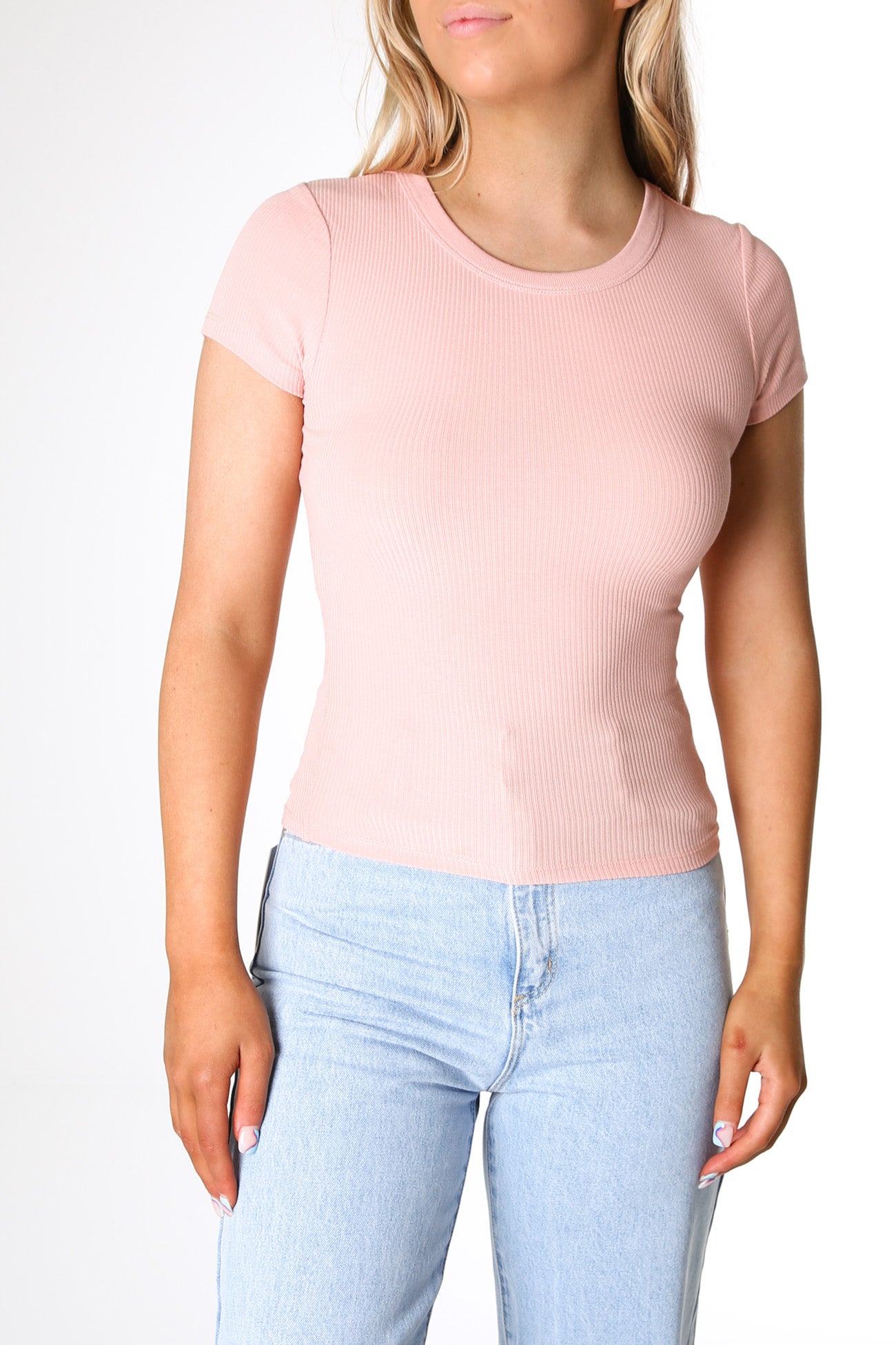 Monroe Rib Tee Pink Salt