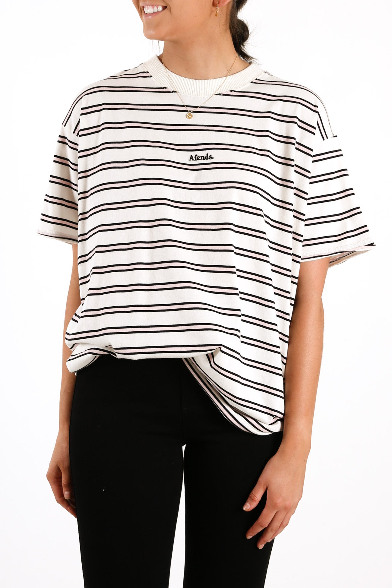 Niko Stripe Oversized Tee Off White