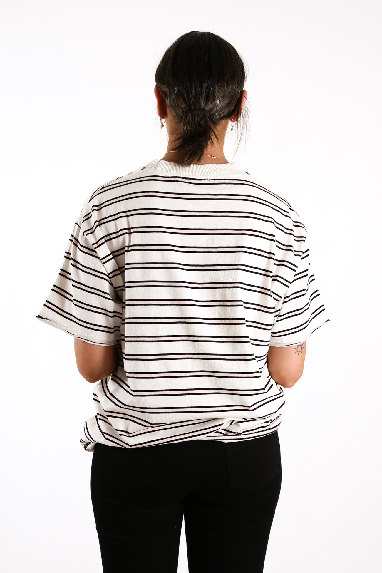 Niko Stripe Oversized Tee Off White