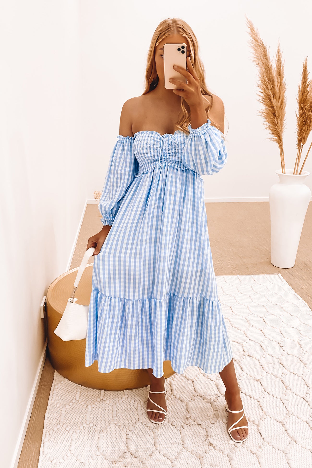 Nixie Midi Dress Blue Check
