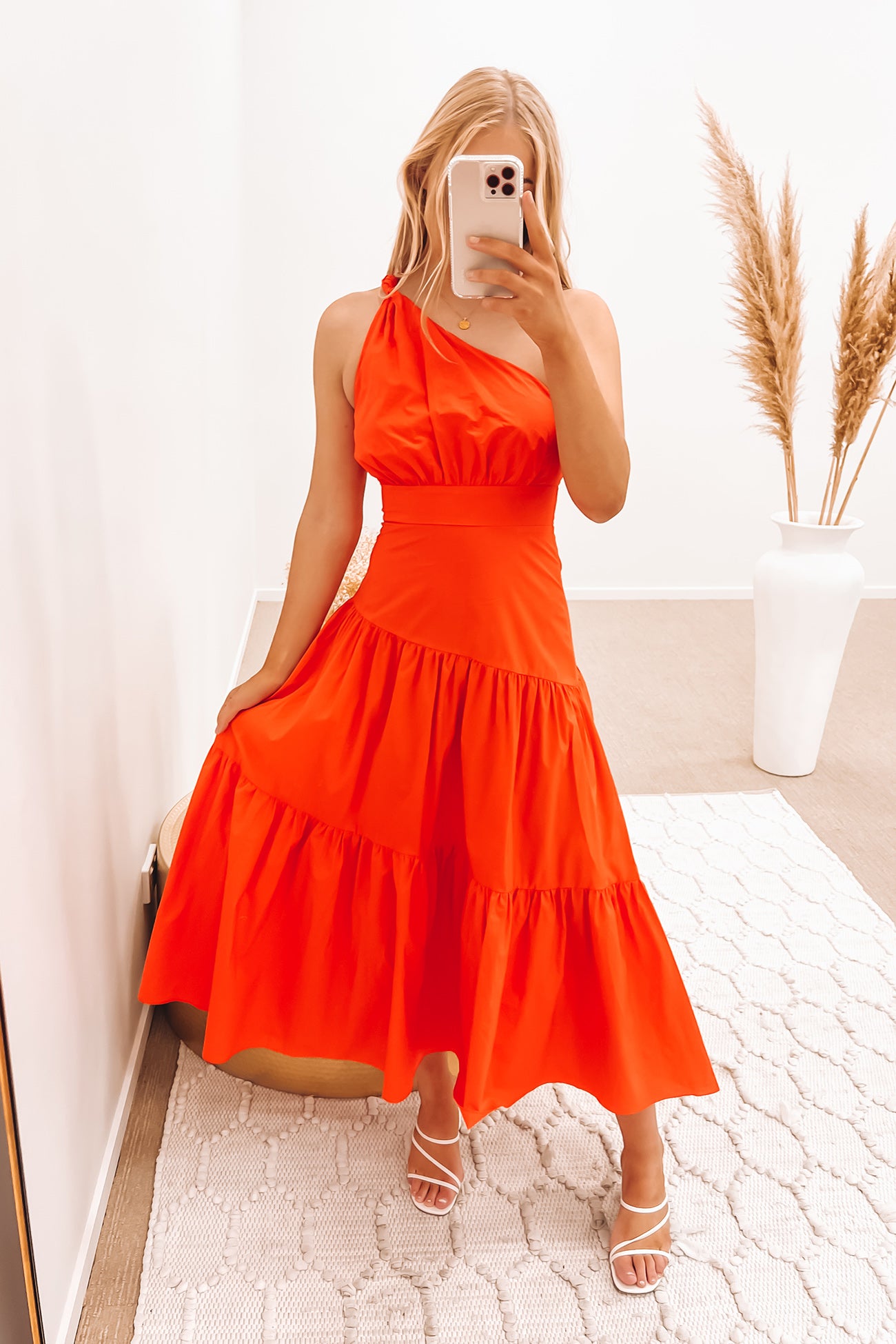 Oaklee Midi Dress Coral