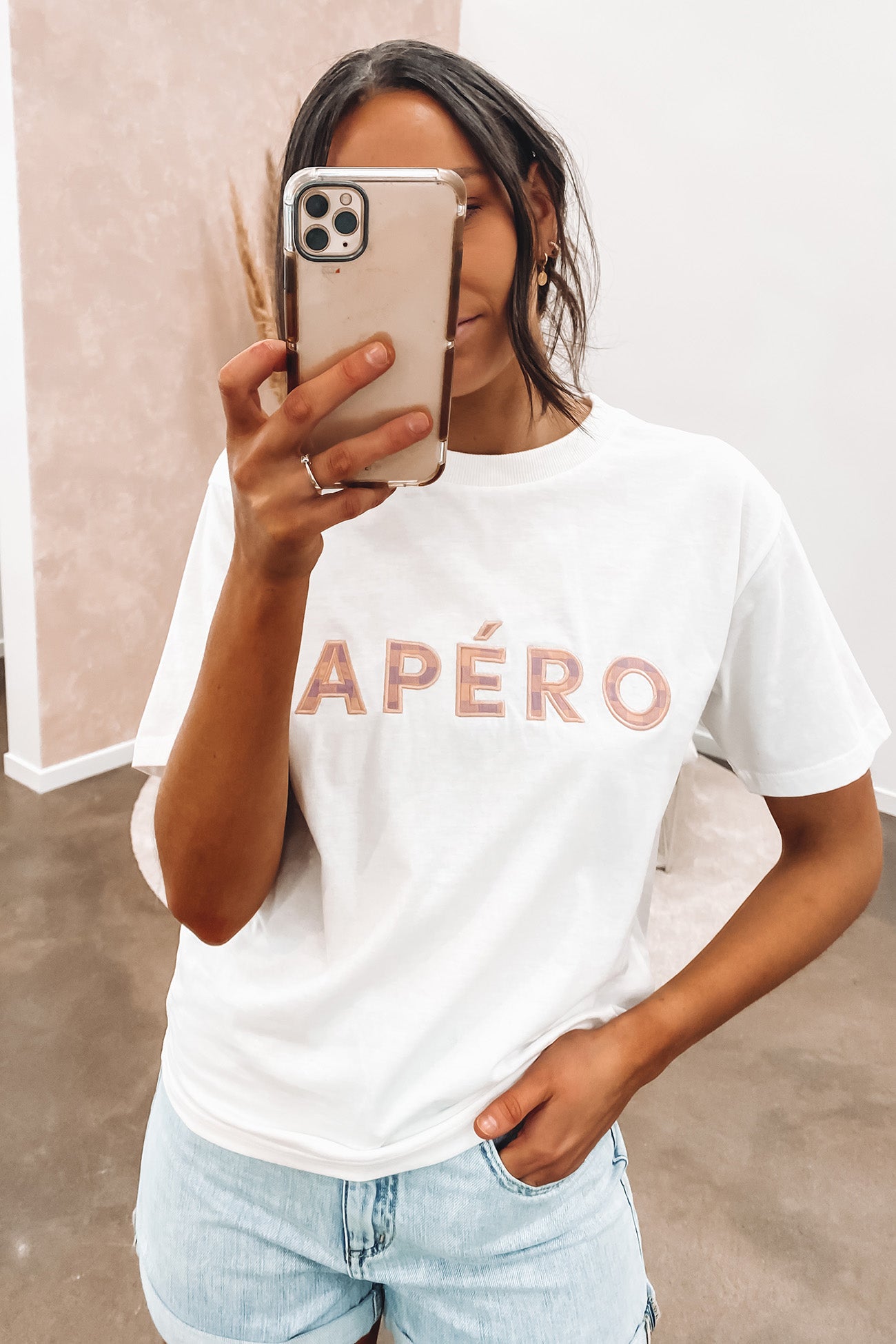 Ocean Breeze Check Tee White