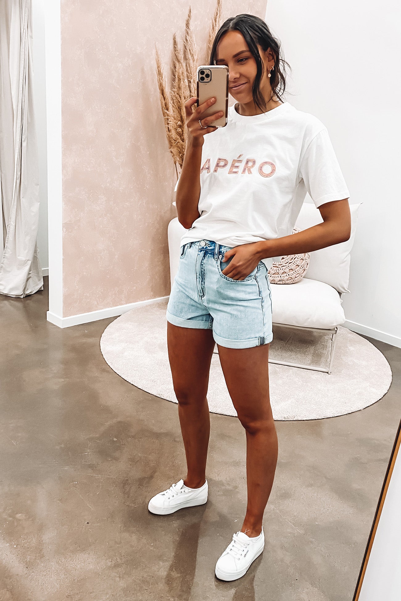 Ocean Breeze Check Tee White