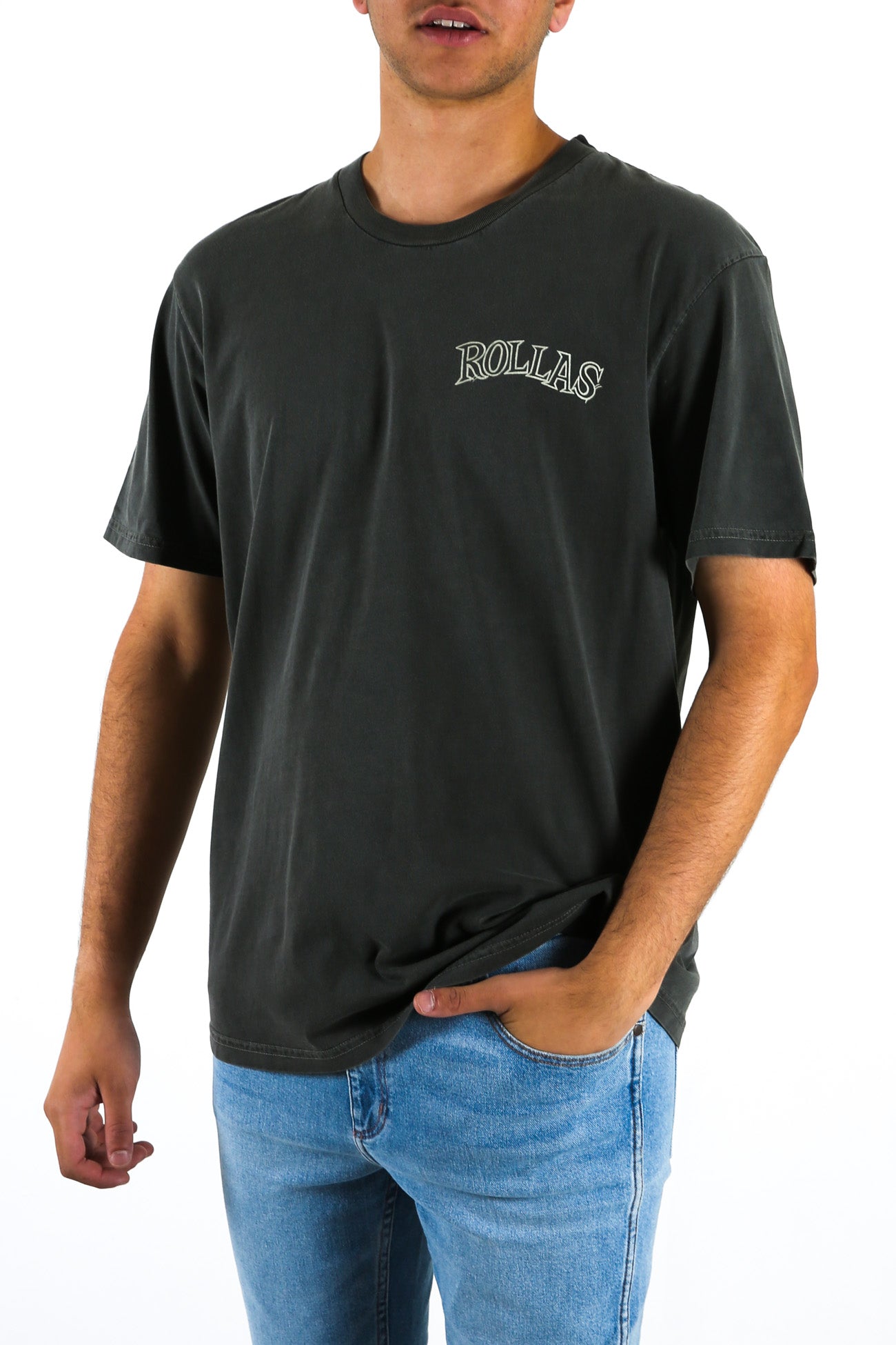Old Mate Hot Rod Logo Tee Washed Black