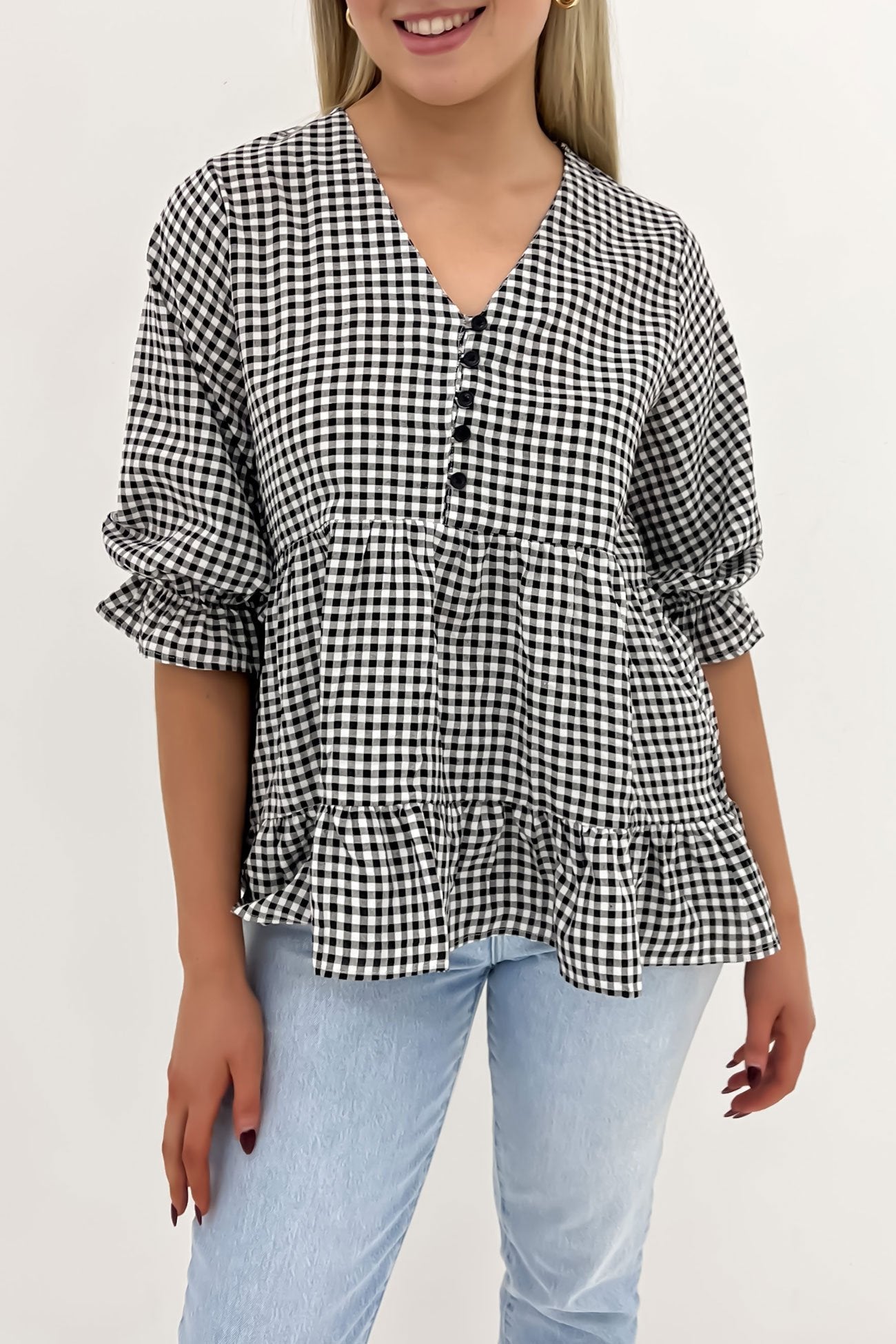 Olly Top Black Gingham