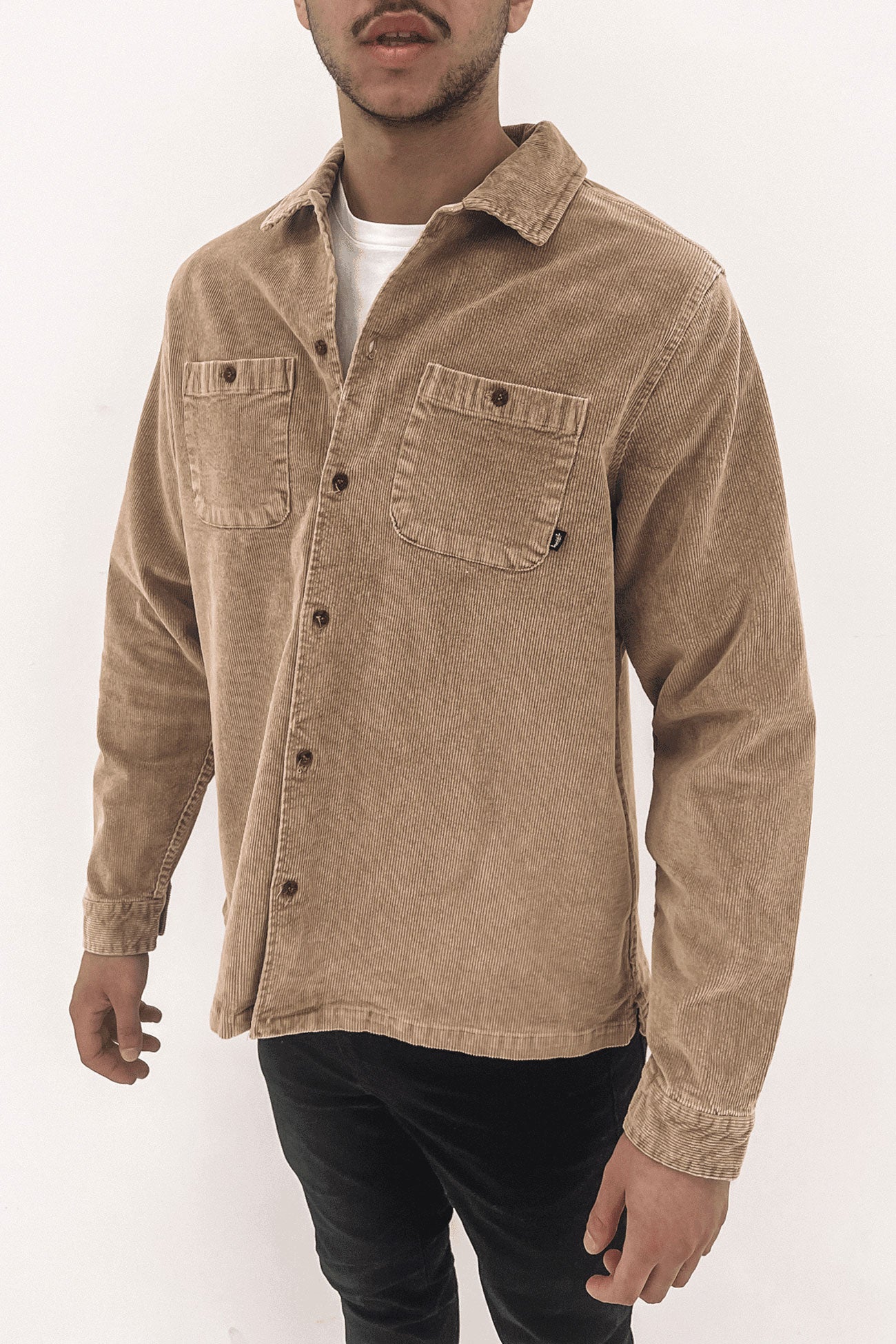 Pigment Dyed Cord Long Sleeve Overshirt Pigment Smoke
