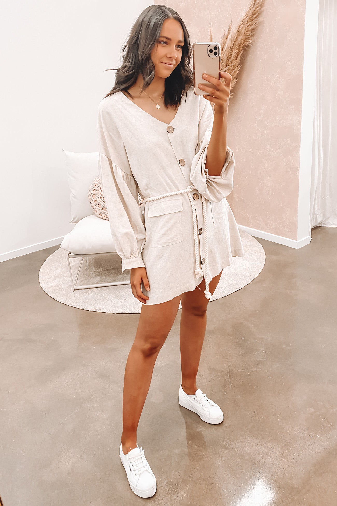 Poppy Mini Dress Beige