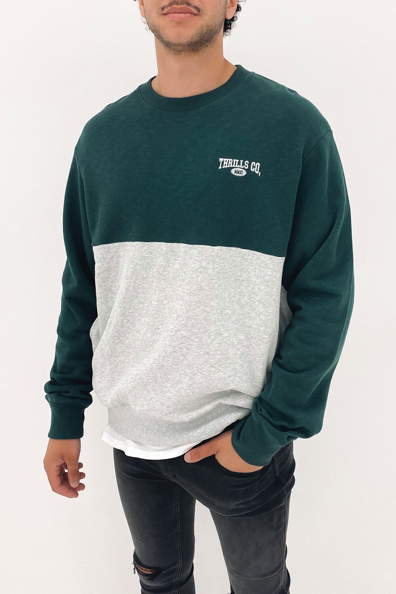 Recruit Oversize Panel Crew Snow Marle