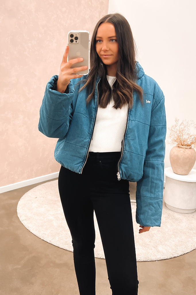 Reversible Puffer Jacket Denim/Black Jean Jail