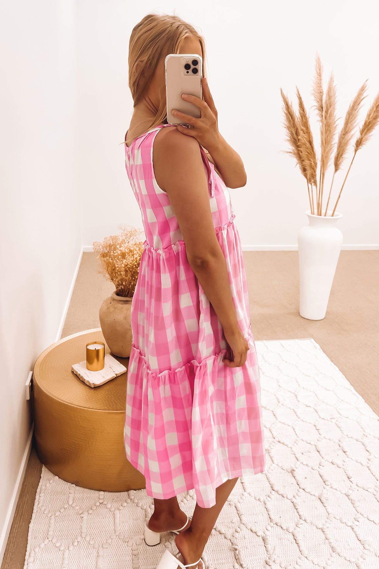 Ryker Midi Dress Pink Check