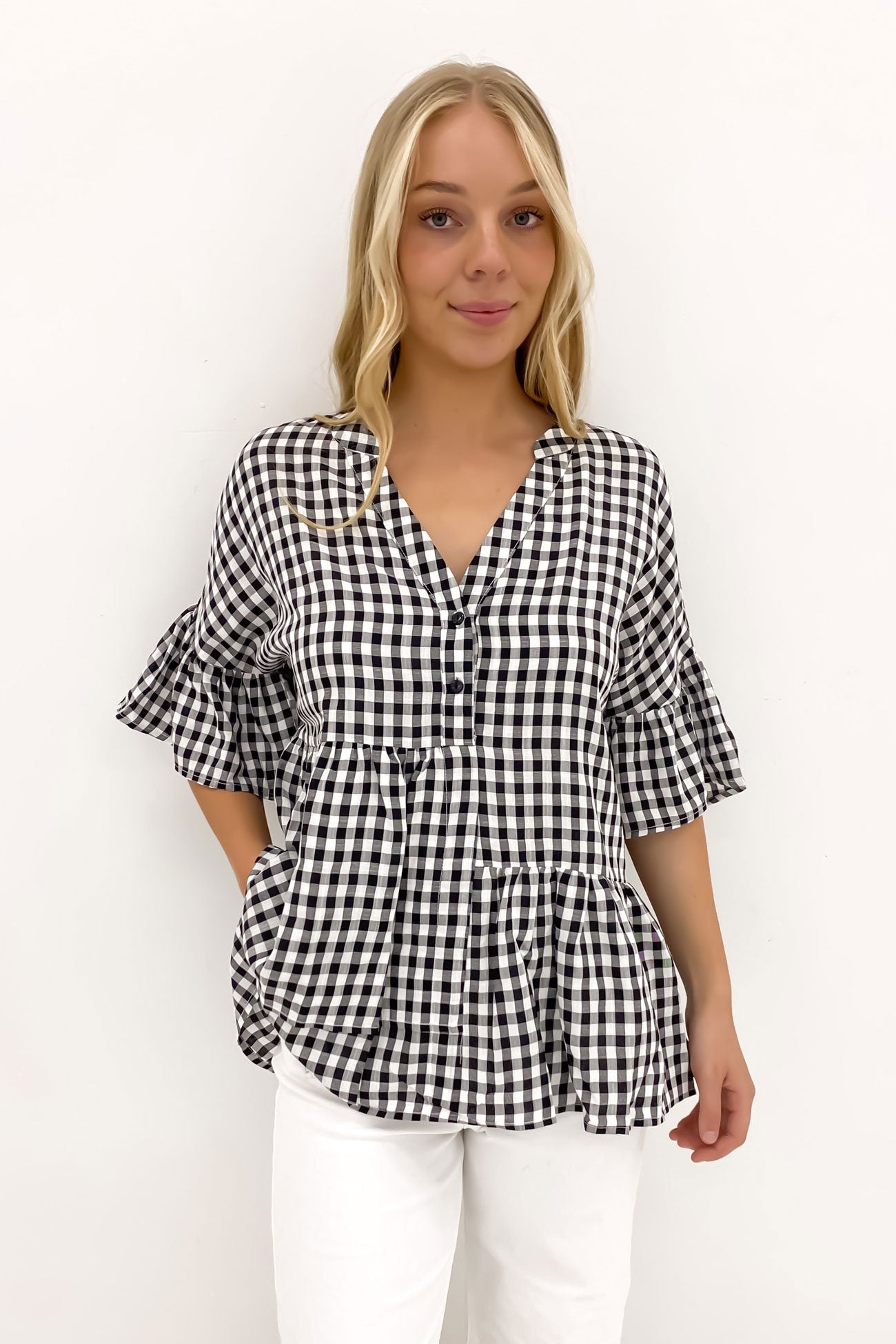 Shyla Top Black Gingham