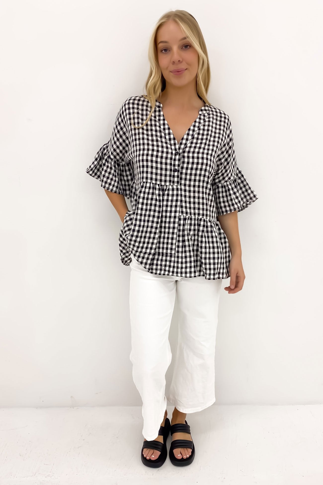 Shyla Top Black Gingham