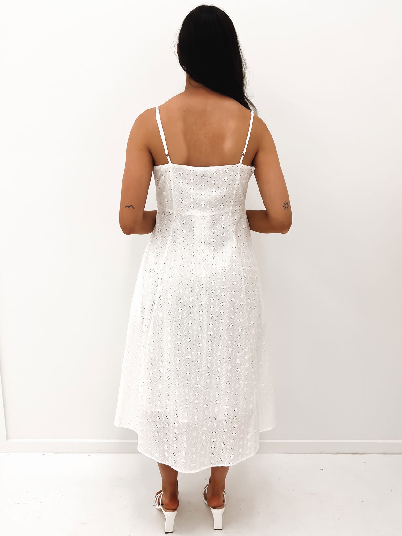 Sofia Embroidered Midi Dress White