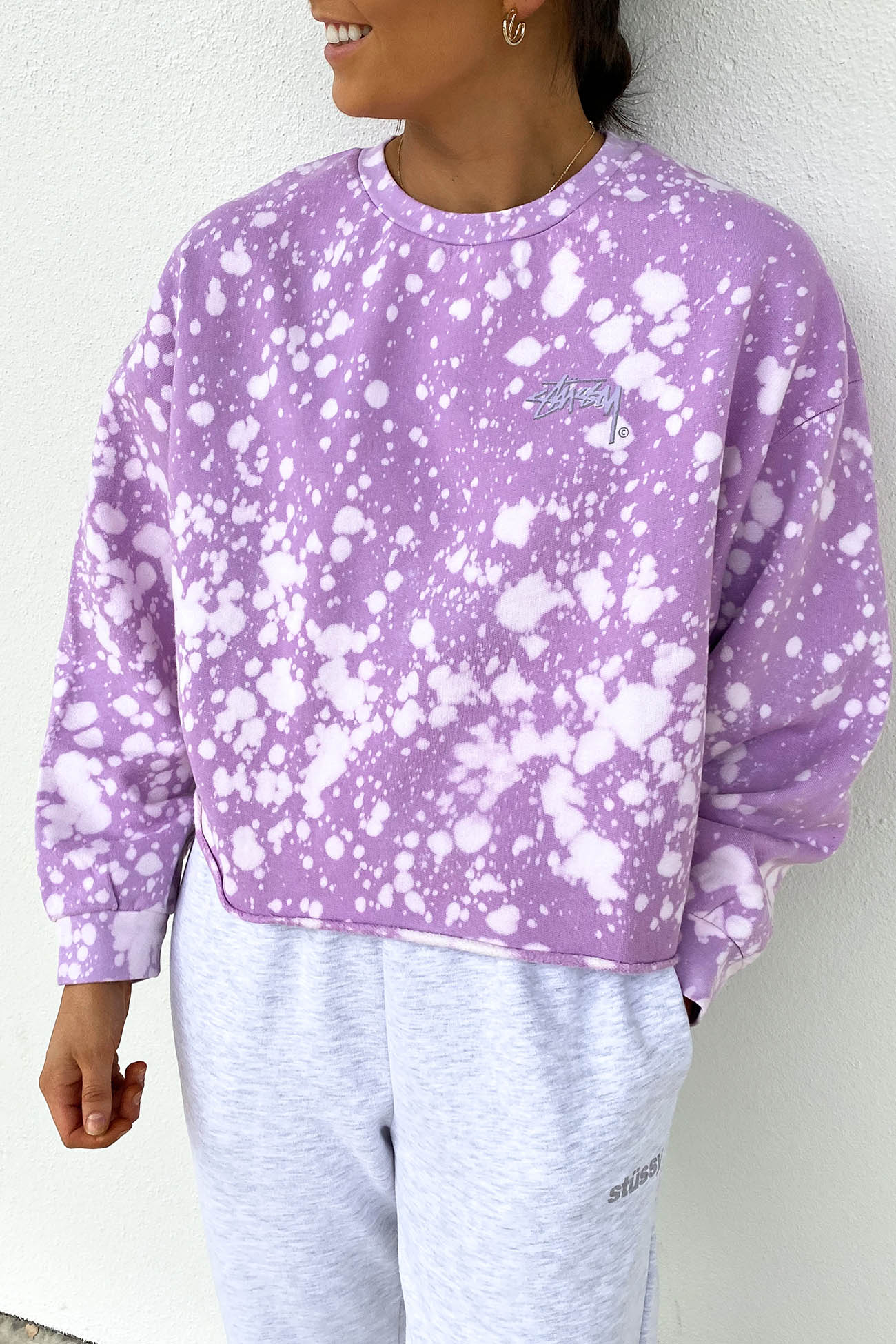 Stock Splatter Cut Off Crew Orchid