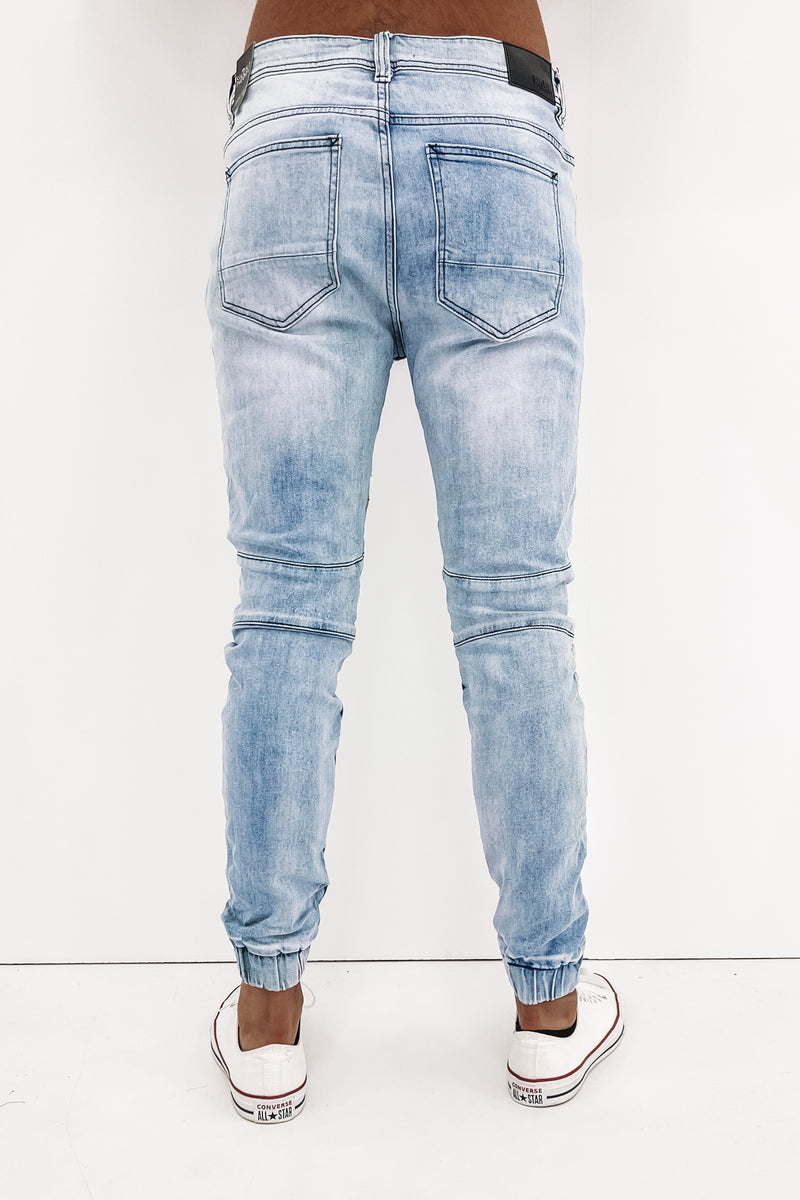 Strung Out Moto Cuffed Jean Demo Blue