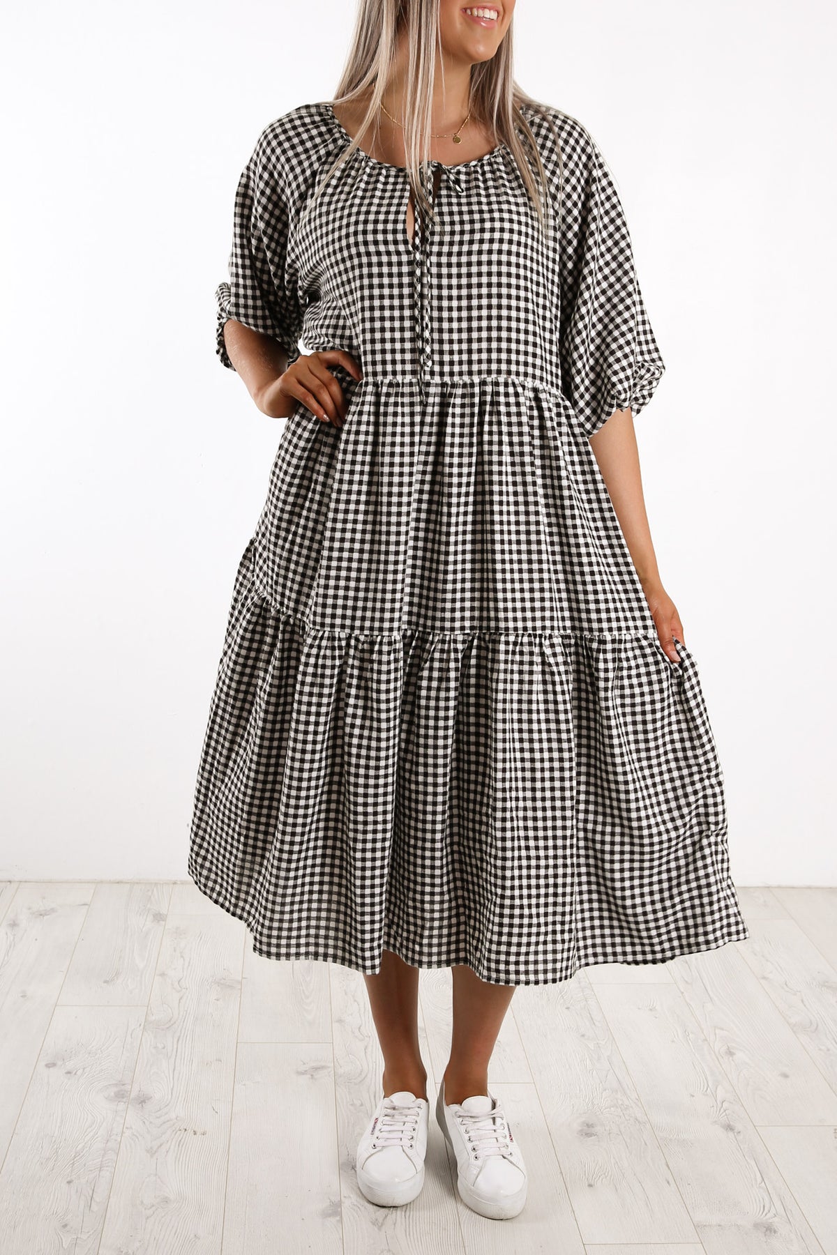 Sunset Lover Dress Gingham Black