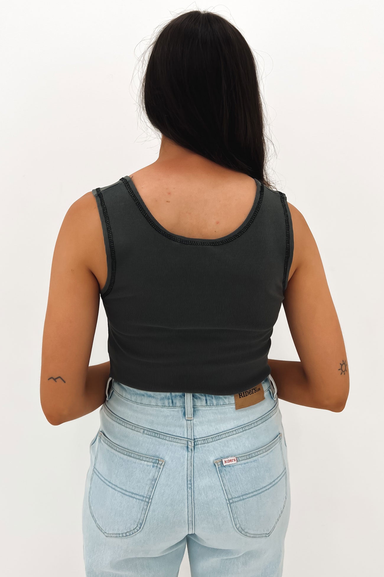 Thrills Golden Wings Crop Rib Singlet Merch Black