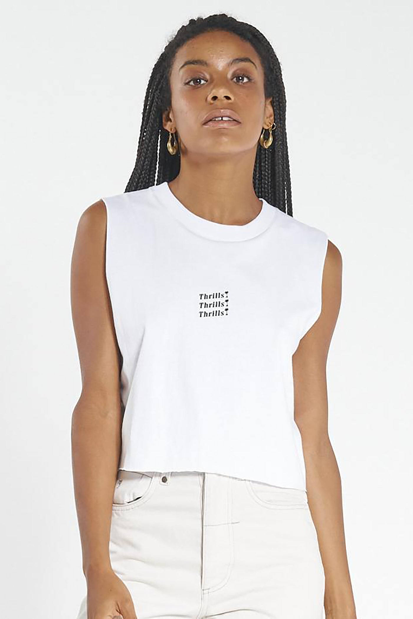 Thrills Unlimited Crop Muscle White