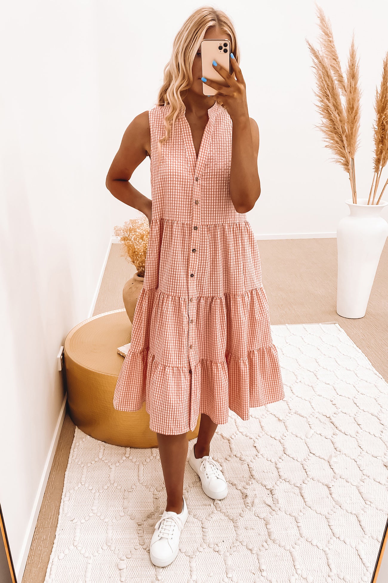 Tulley Midi Dress Pink Gingham