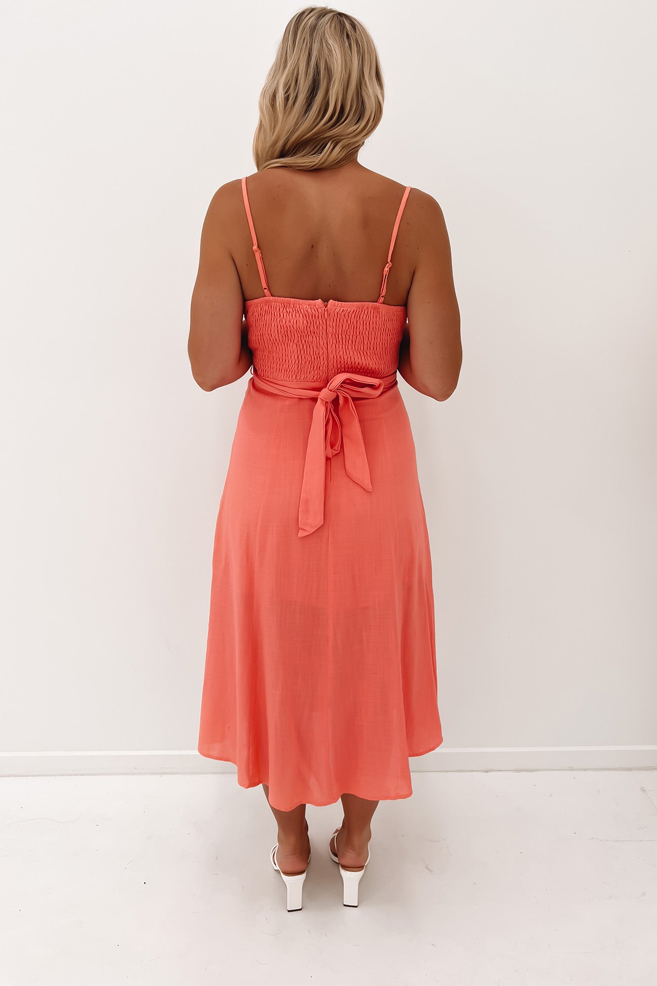 Valentina Midi Dress Coral