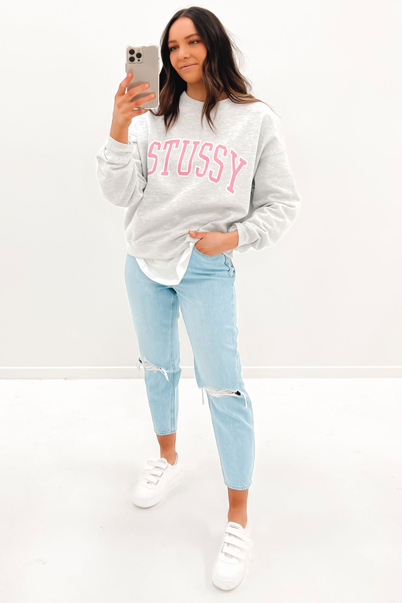 Varsity Oversized Crew Snow Marle