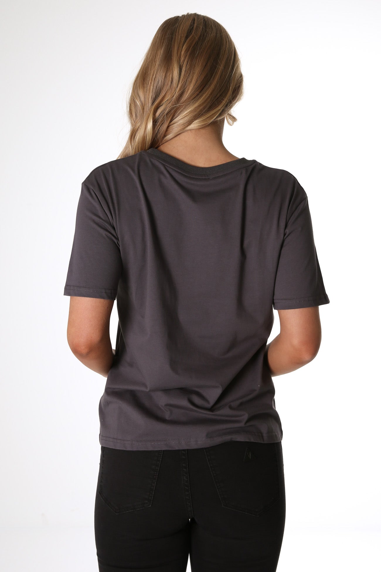 Virtue Embroidered Tee Charcoal