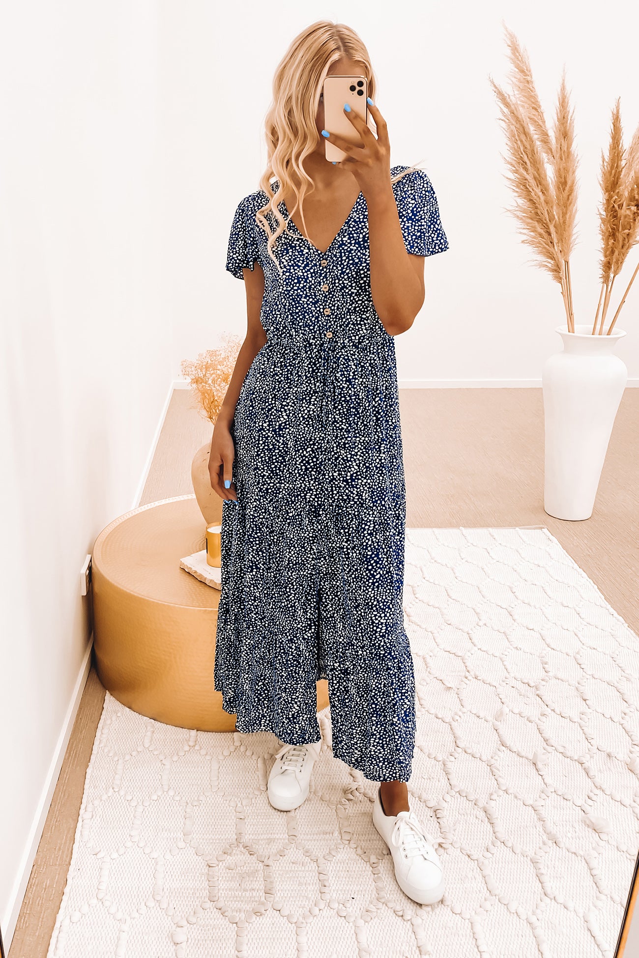 Wanda Midi Dress Navy Spot