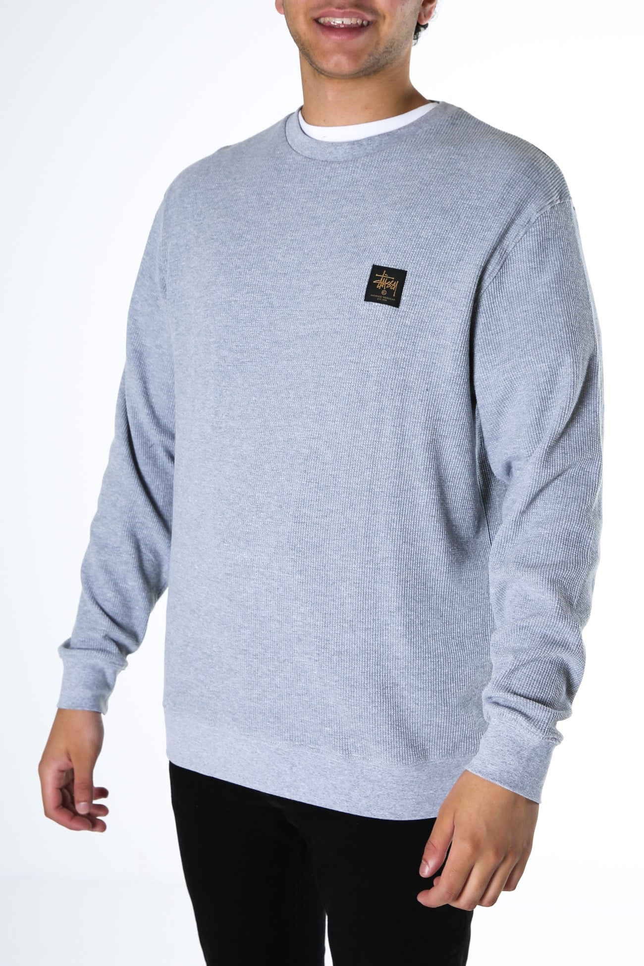 Workwear Waffle Crew True Grey Marle