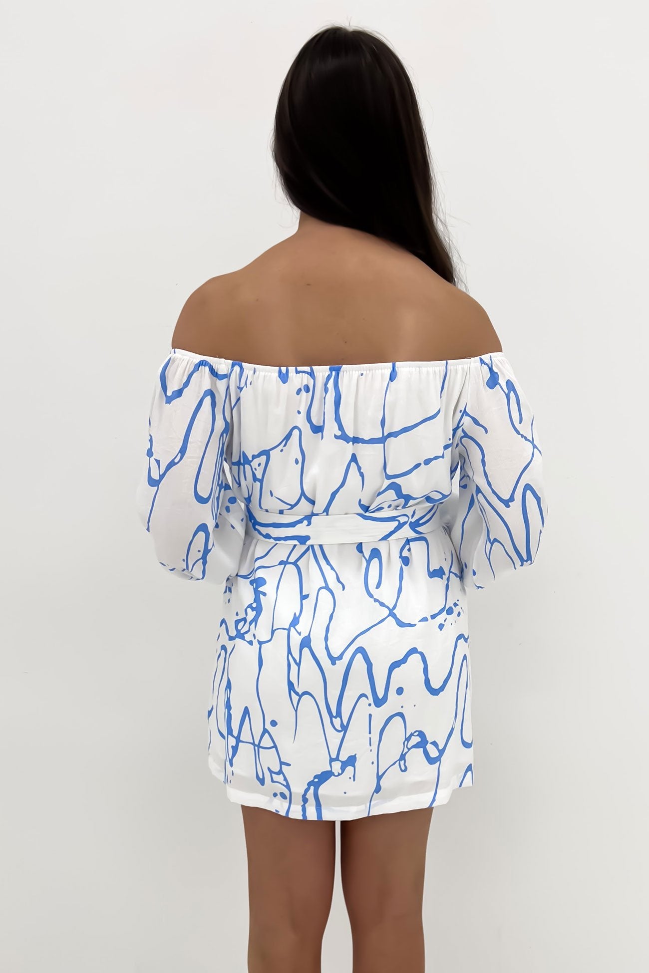 Wynter Mini Dress White Blue