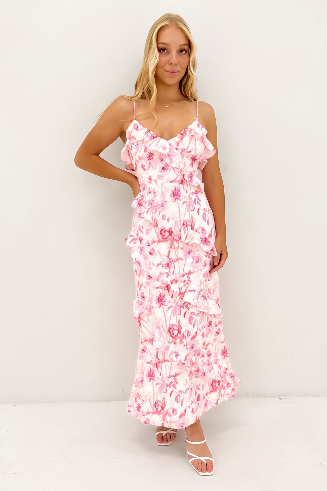 Ziggy Midi Dress Pink Floral