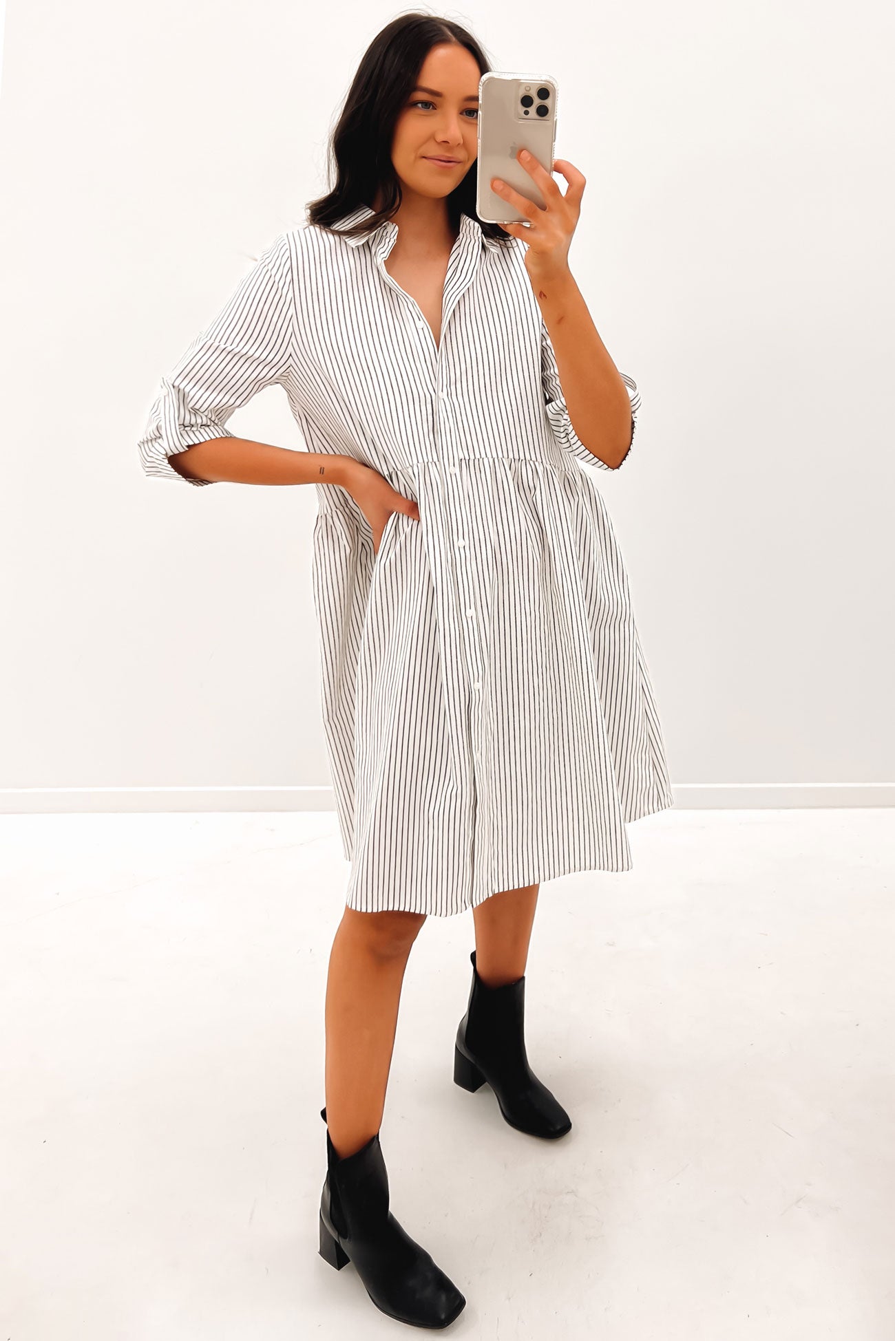 Zola Mini Dress White Stripe