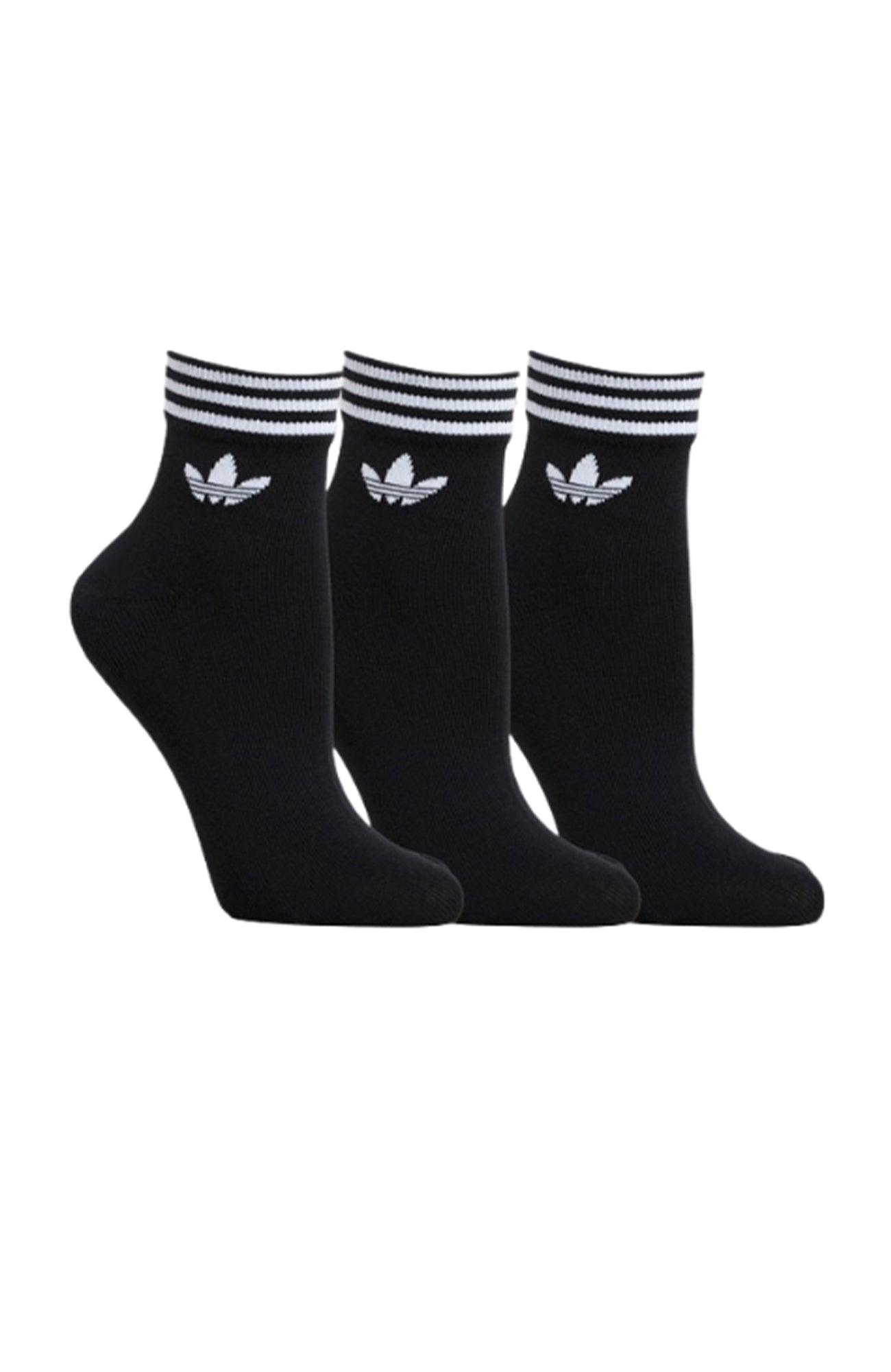 Trefoil Ankle Socks 3 Pairs Black