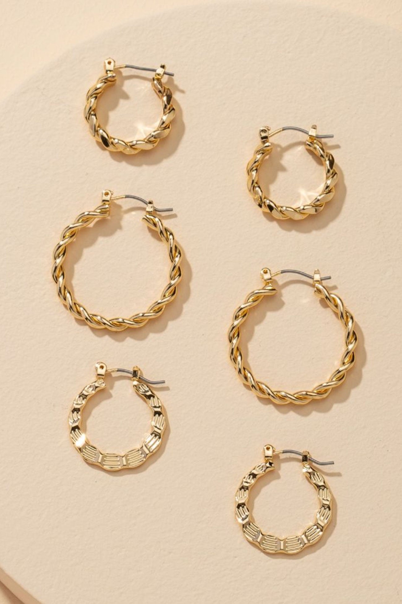 Luella Gold Hoop Earrings 3 Pack