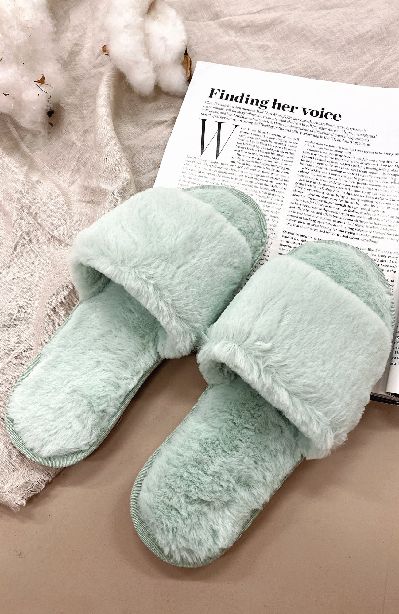 Serenity Fluffy Slides Mint