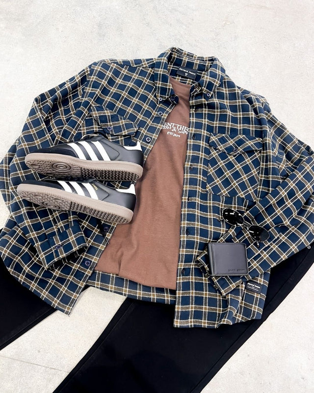 Mickey Check Long Sleeve Shirt Dark Navy