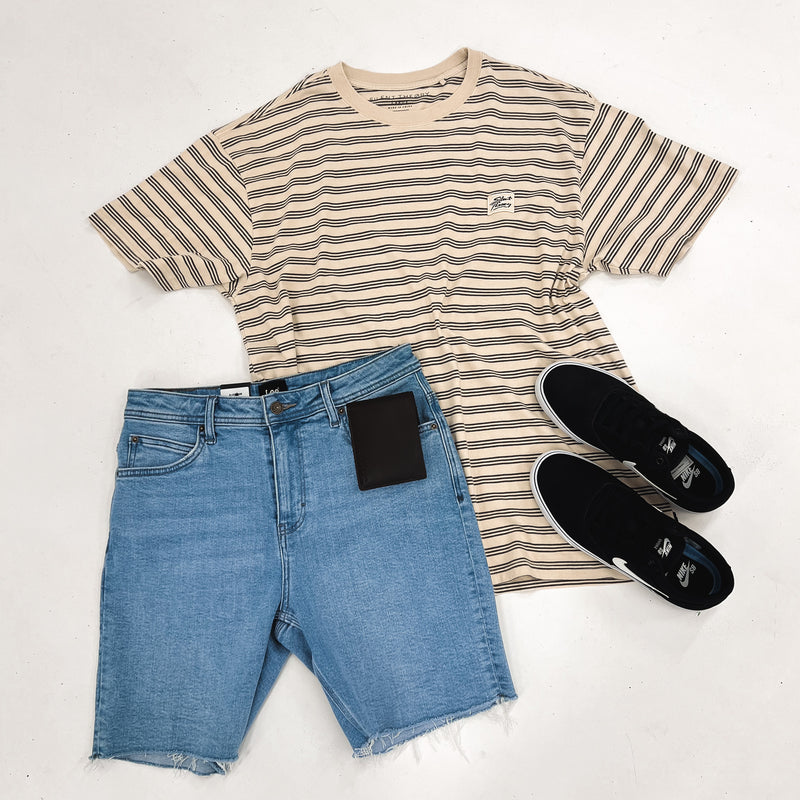 Overdyed Stripe Tee Tan