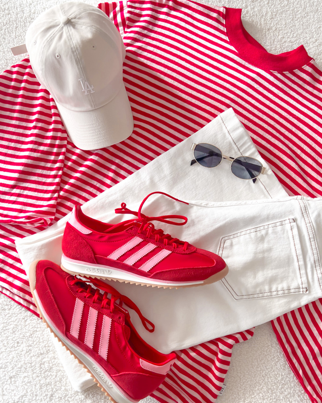 The Paloma Long Sleeve Stripe Tee in Red