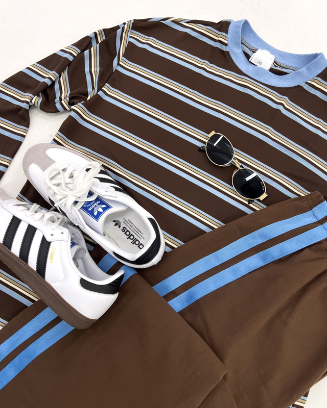 Loren Set in Chocolate Blue Stripe
