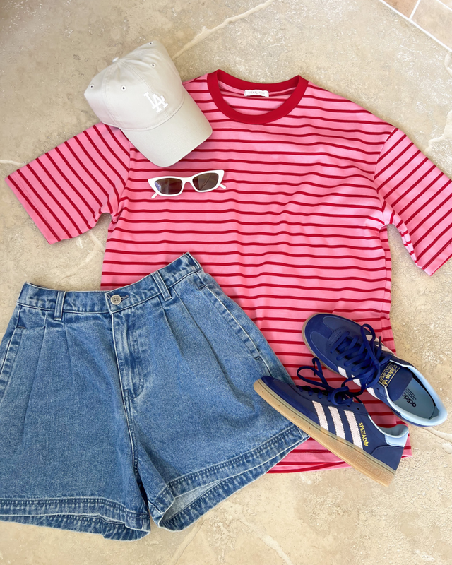 The Zora Tee Pink Stripe