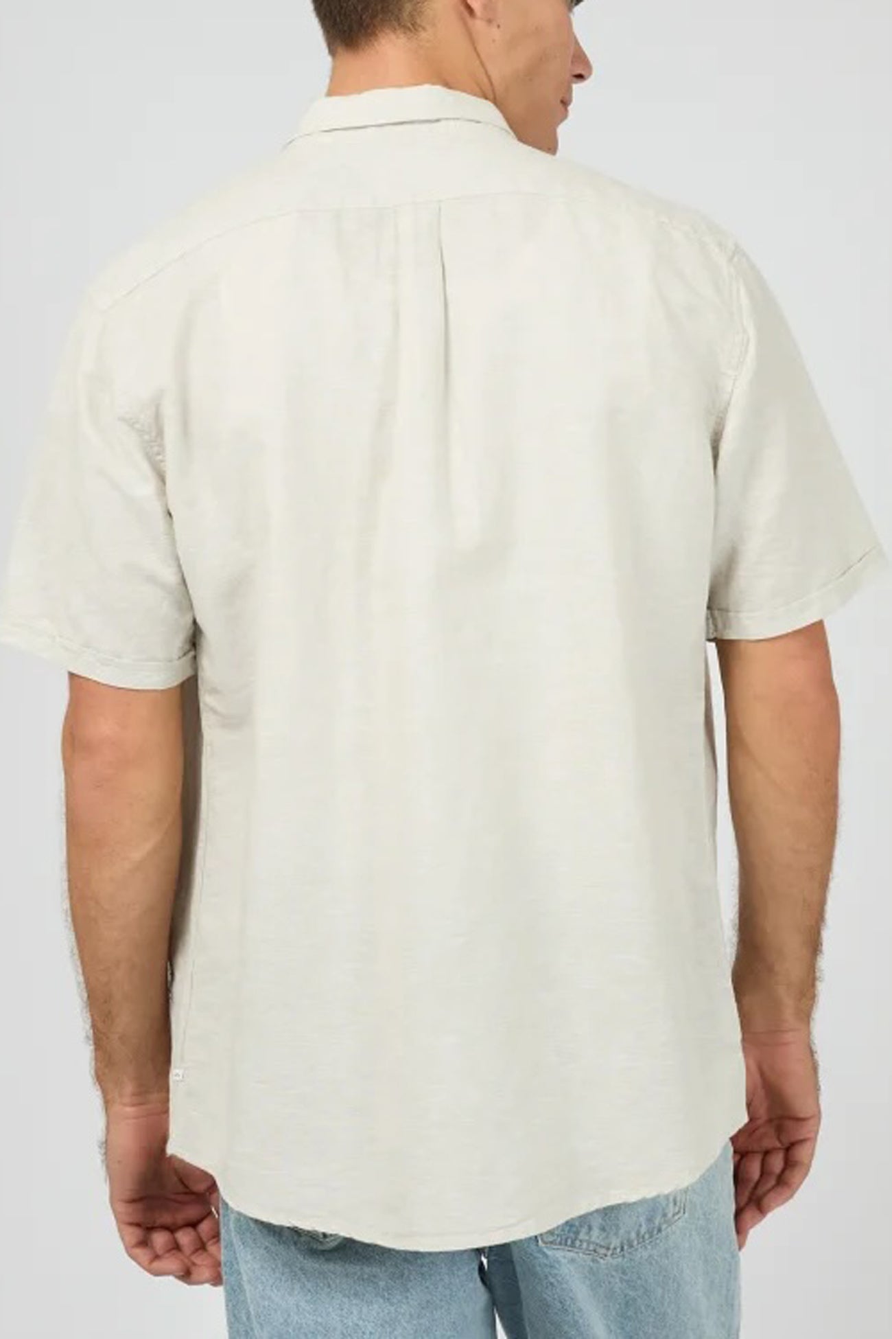 Textured Linen Short Sleeve Shirt Dove