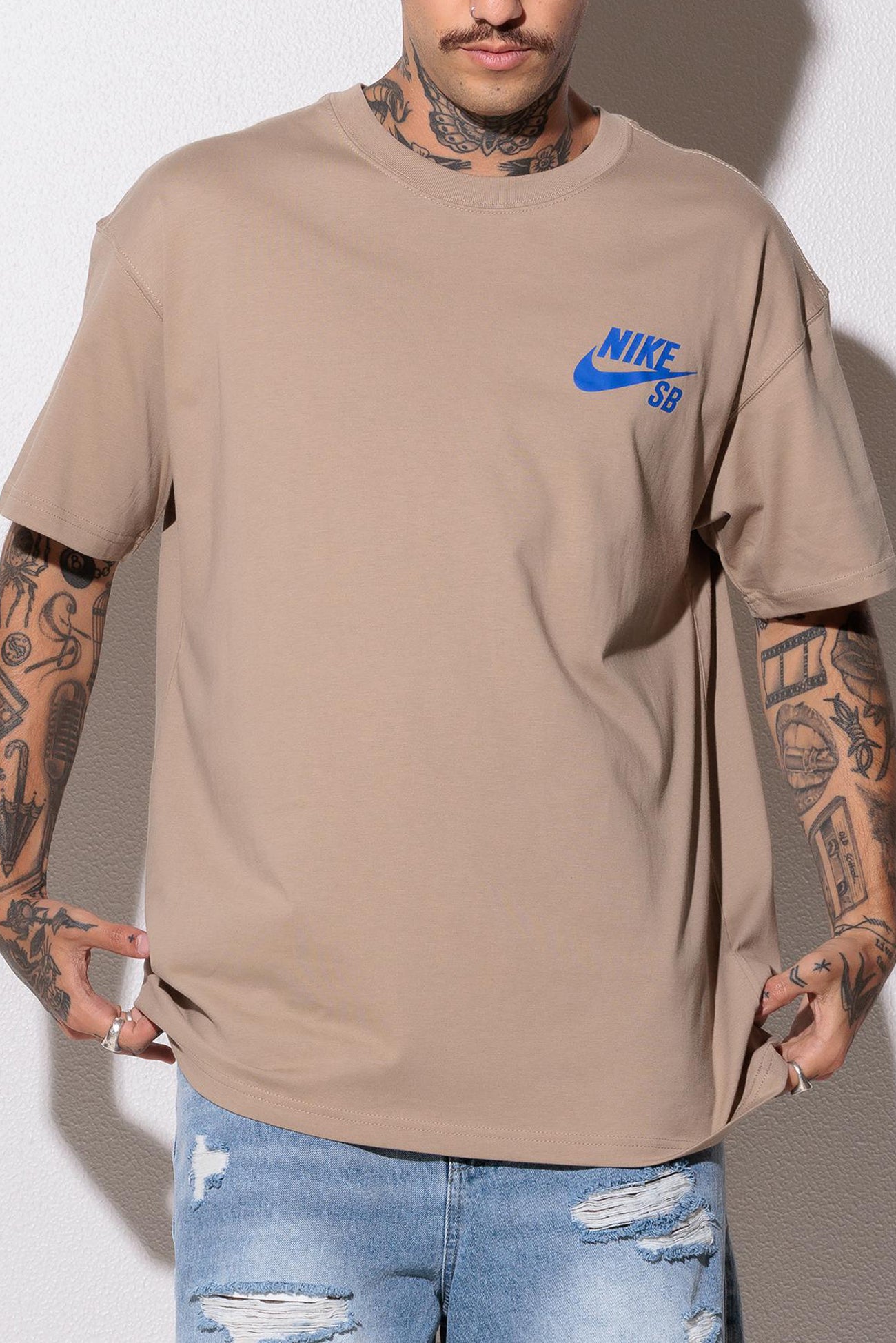 Nike SB Tee Logo Khaki Hyper Royal