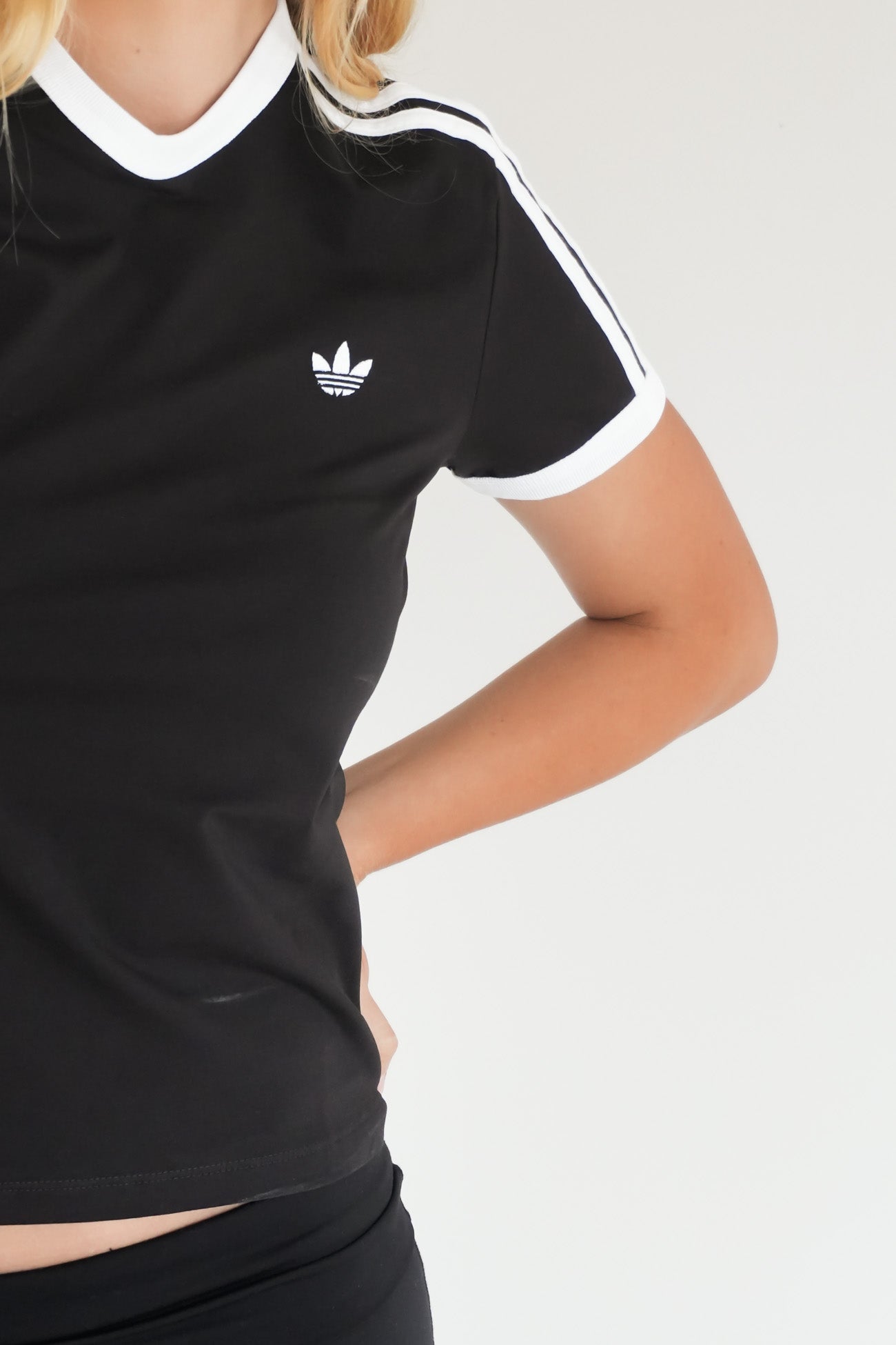 3 Stripes Slim Tee Black White