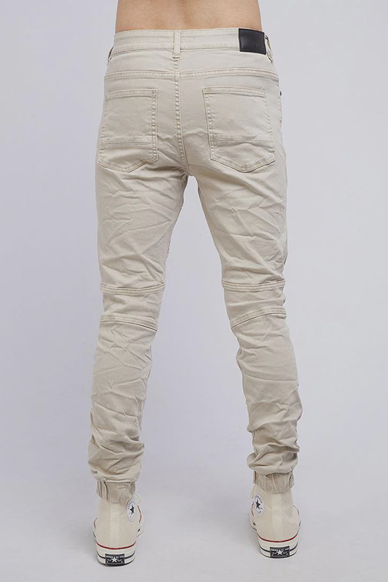 Strung Out Moto Cuffed Jean Trashed Oatmeal