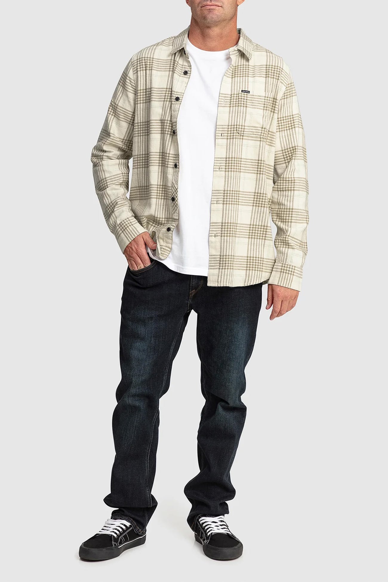 Caden Plaid Long Sleeve Shirt Dirty White