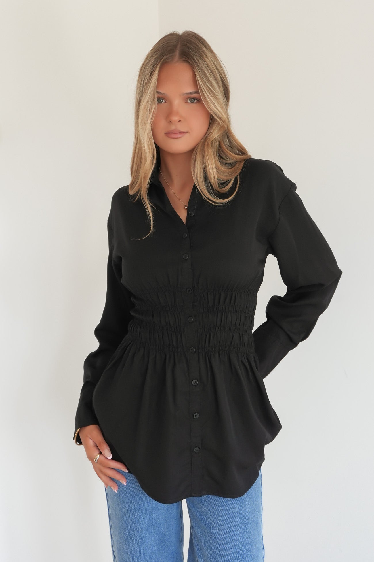 AAE Ruched Shirt Black