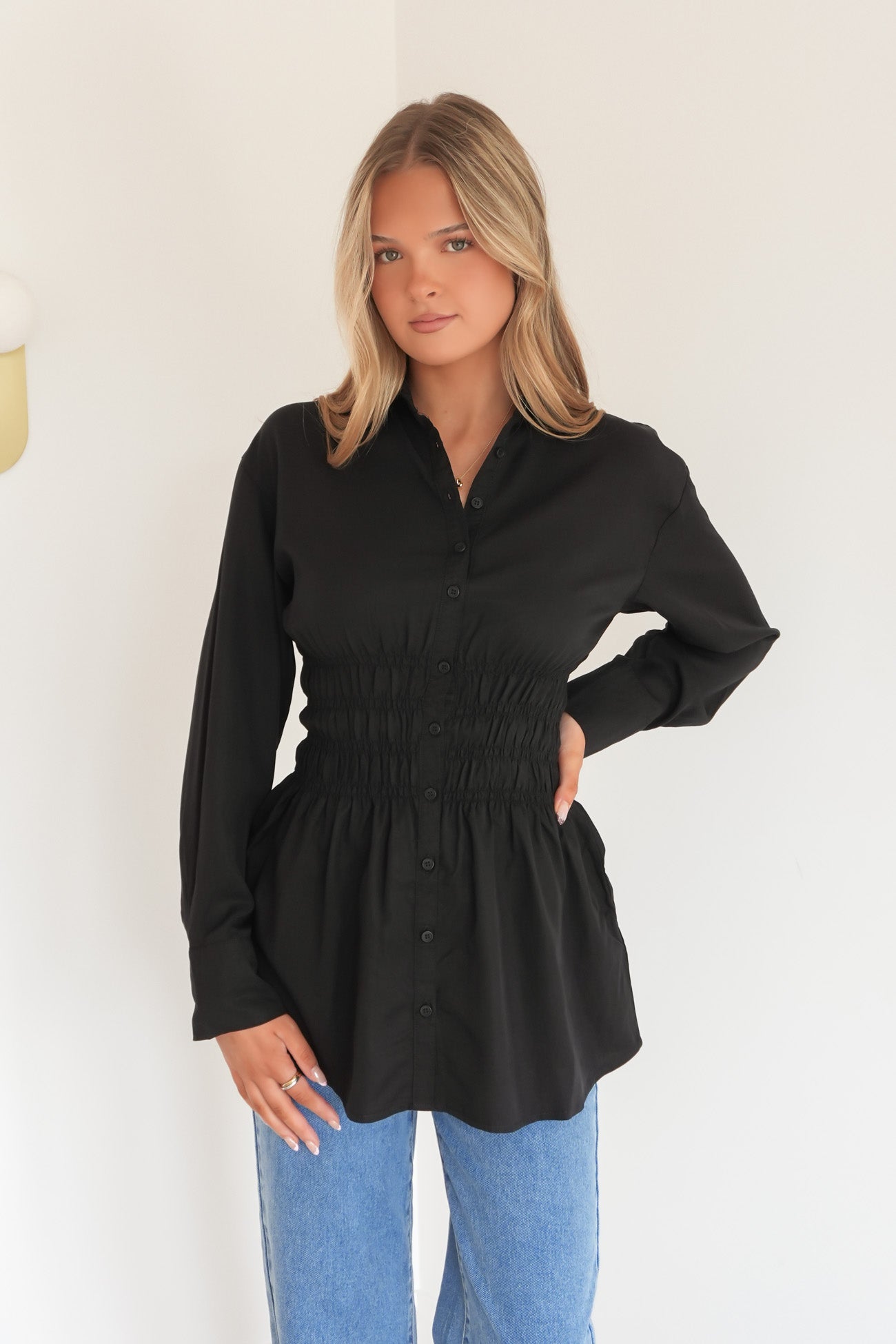 AAE Ruched Shirt Black