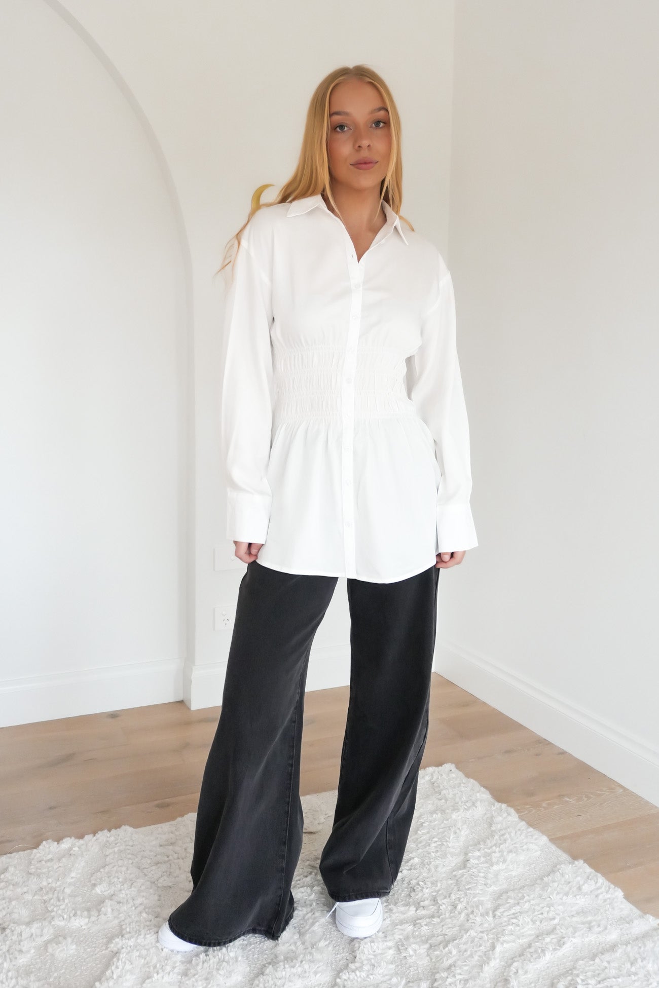 AAE Ruched Shirt White