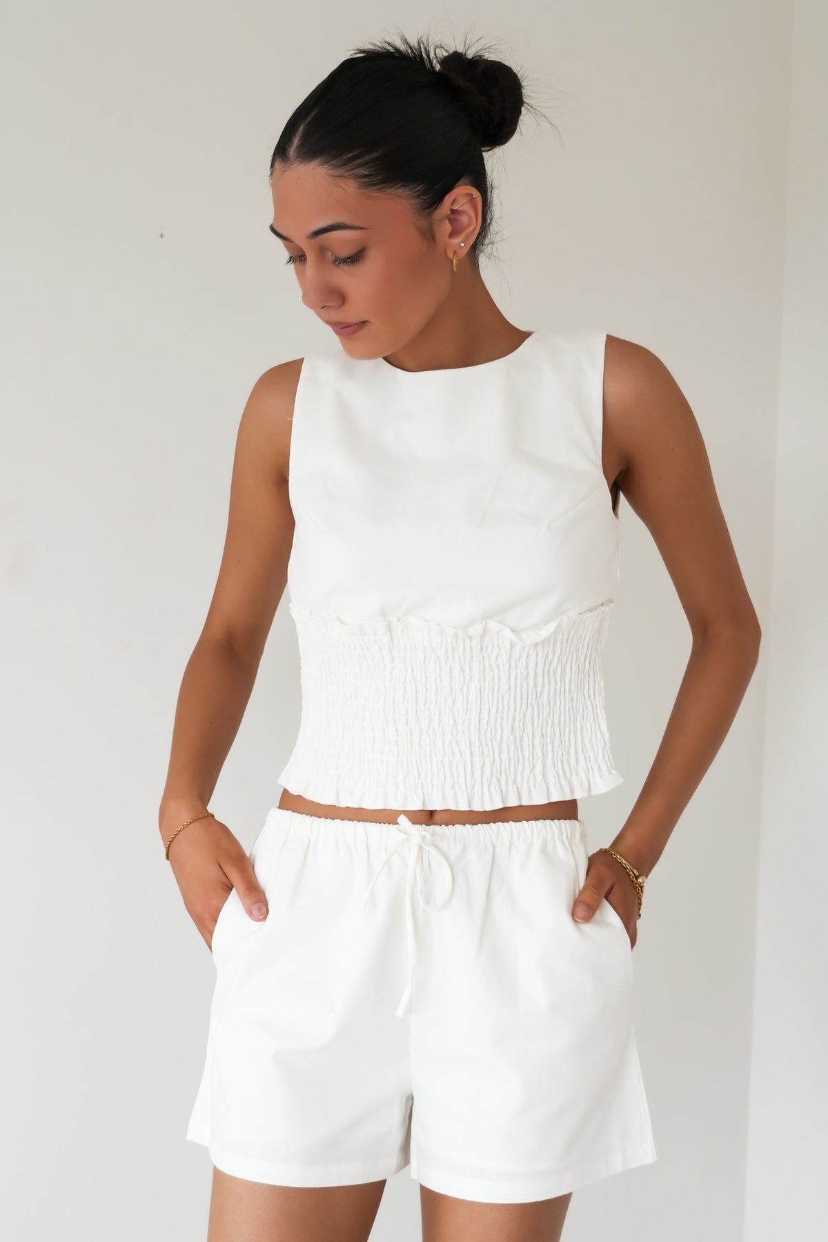 AAE Timeless Shirred Tank White