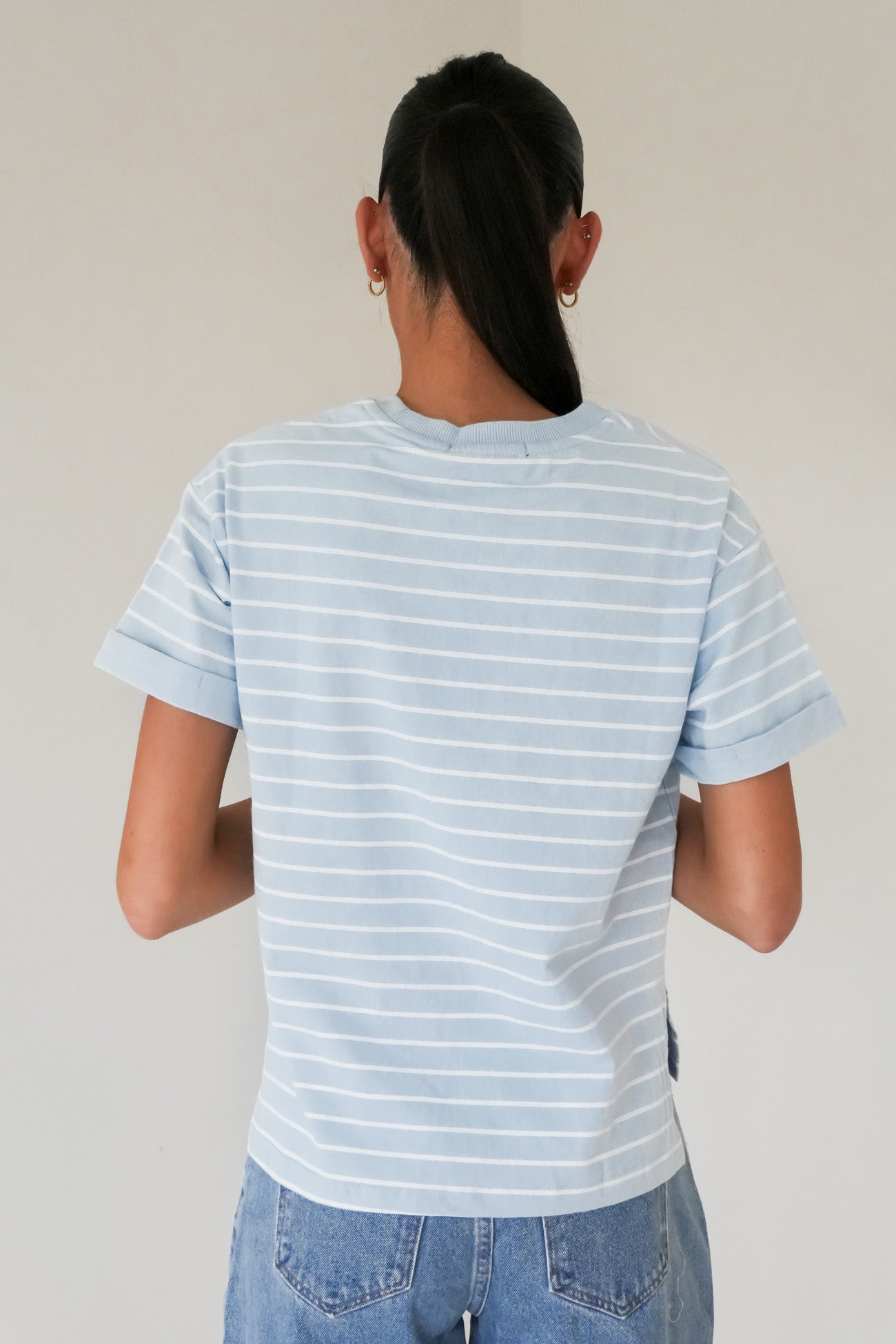 AAE Washed Stripe Tee Ocean Blue