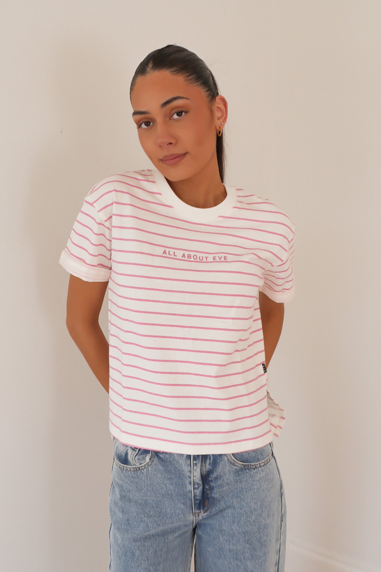 AAE Washed Stripe Tee Orchid